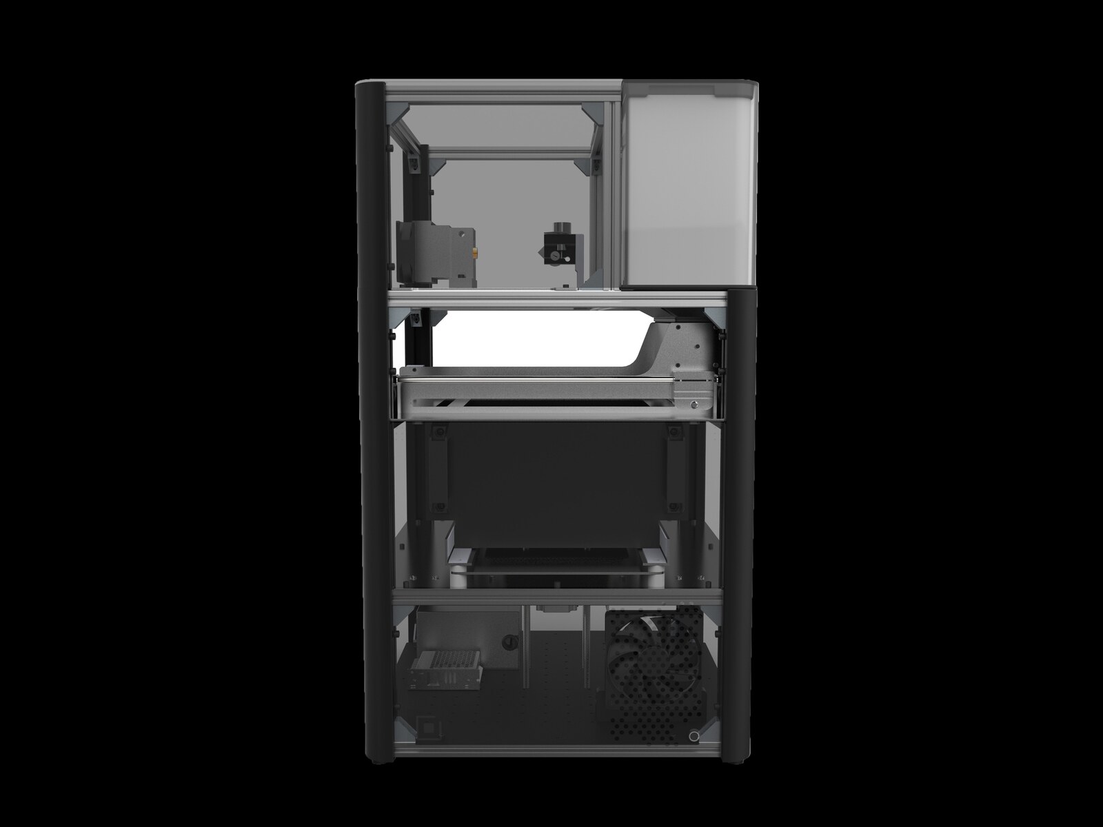 ADI sintering machine cutaway — roller spreads powder across the build platform