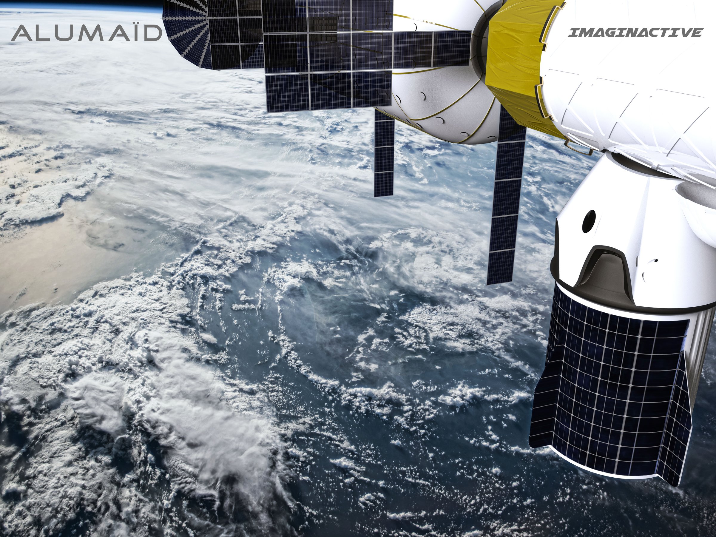 Alumaïd orbital vehicle above Earth in daylight