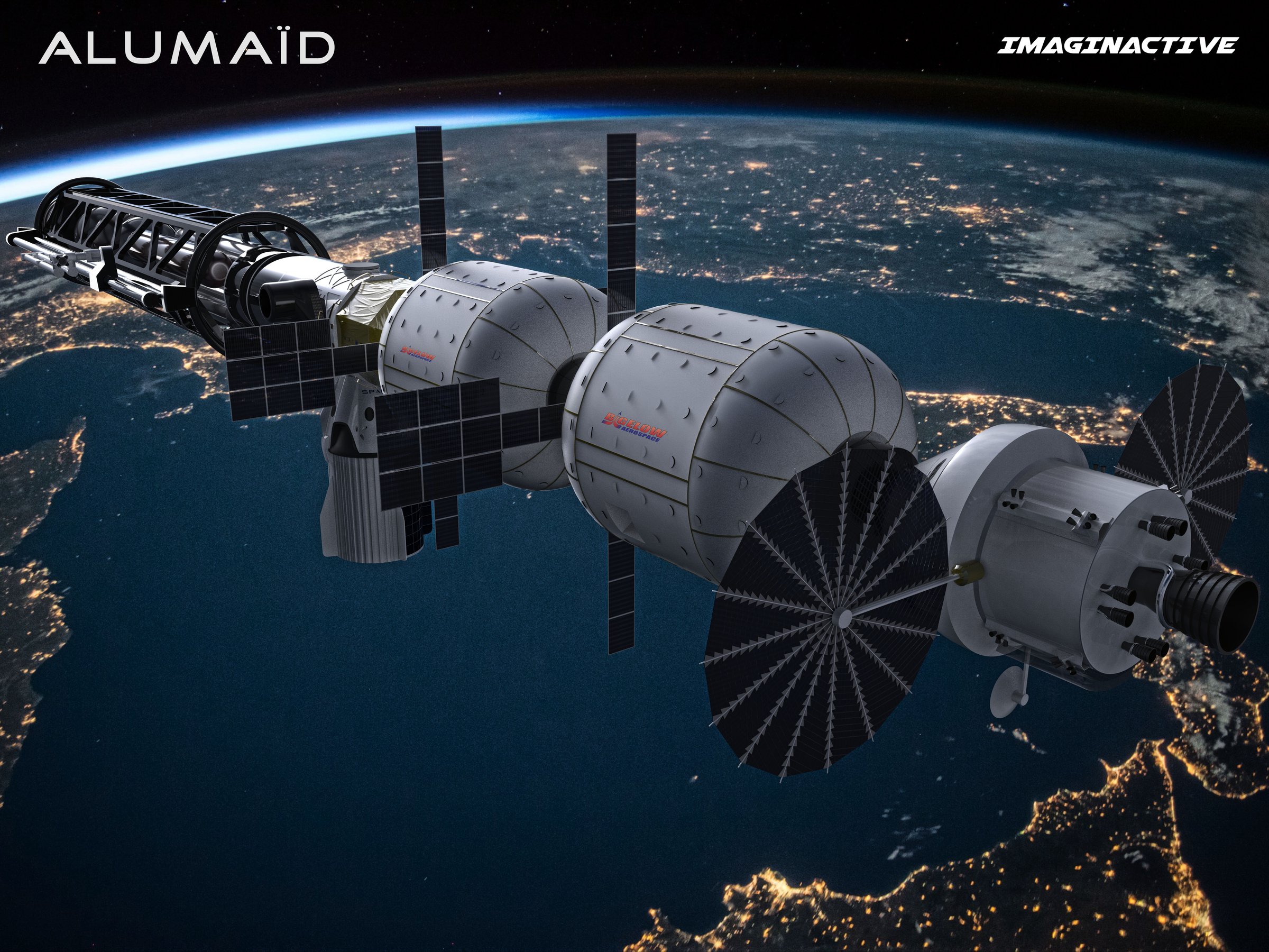 Alumaïd orbital vehicle above the night side of Earth