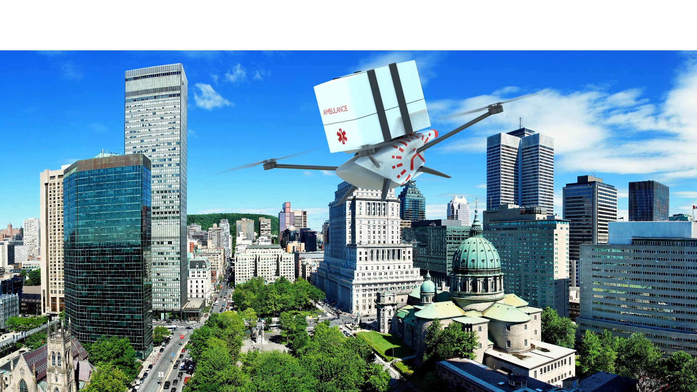 Ambular cargo delivery drone over a city