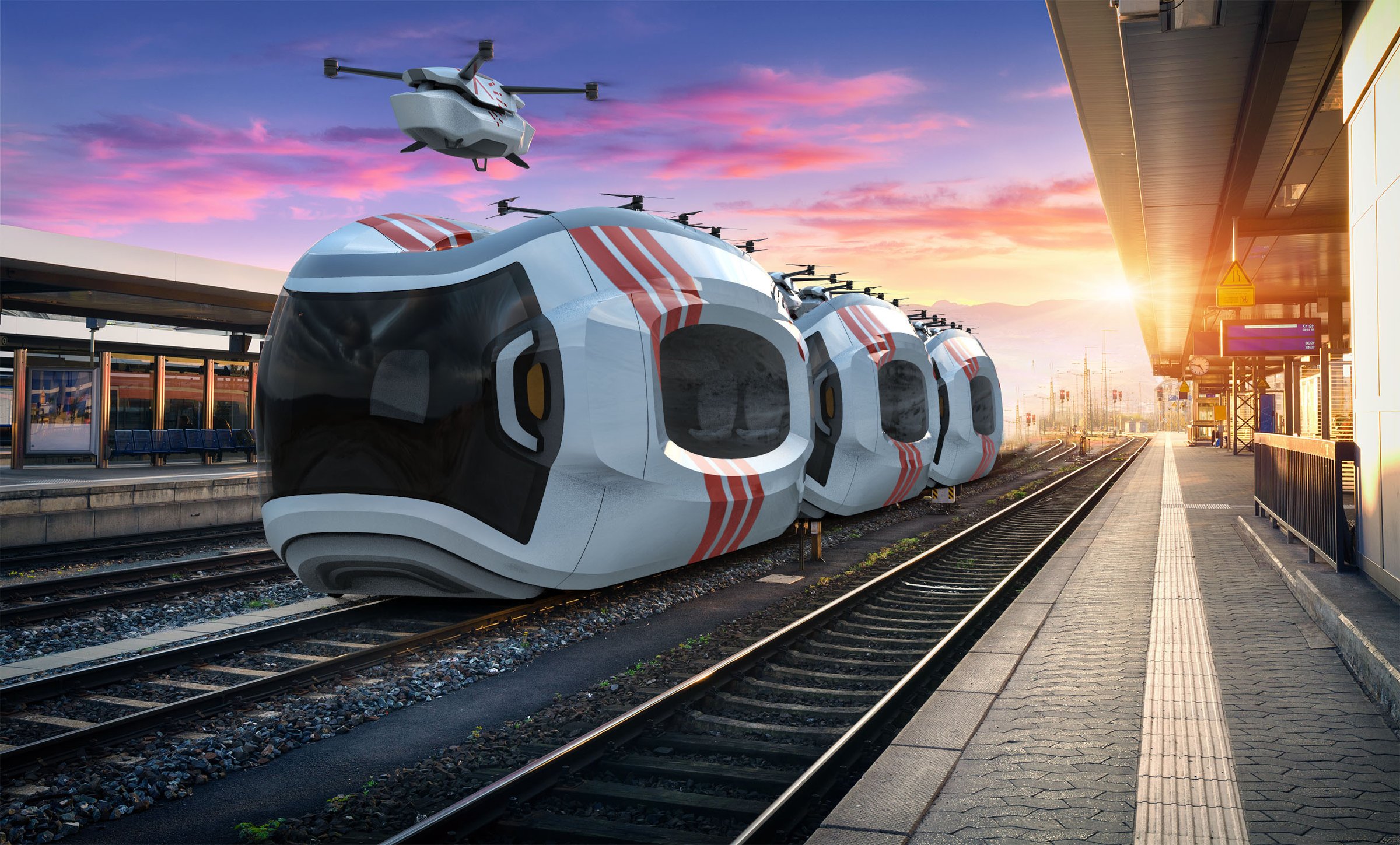Ambular pods at a station