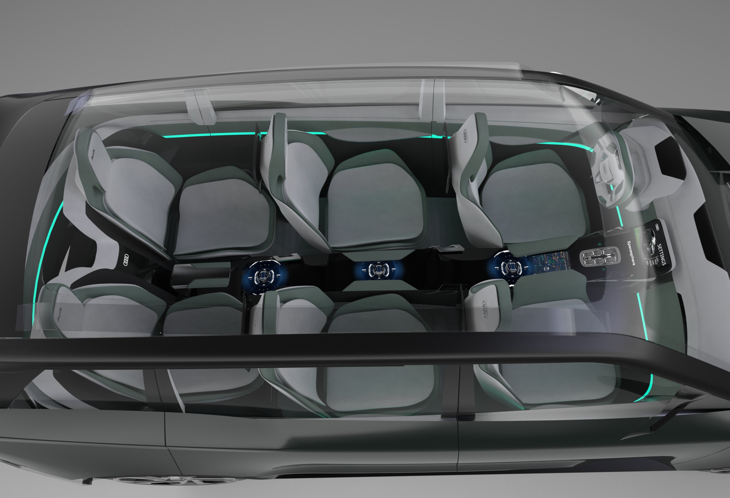 QS-Sphere top-down cutaway showing three rows