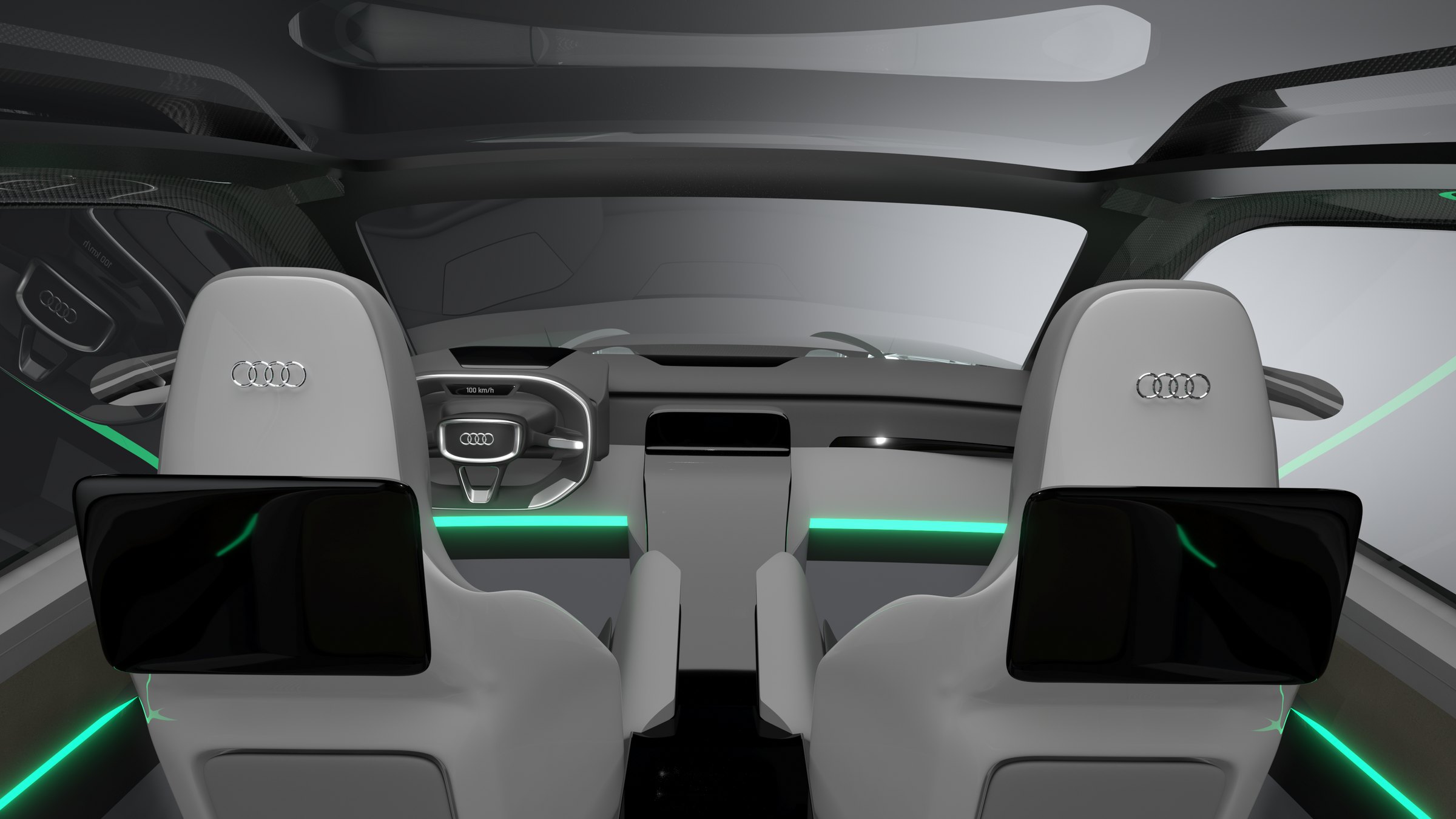 QS-Sphere front seats with rear screens and ambient light