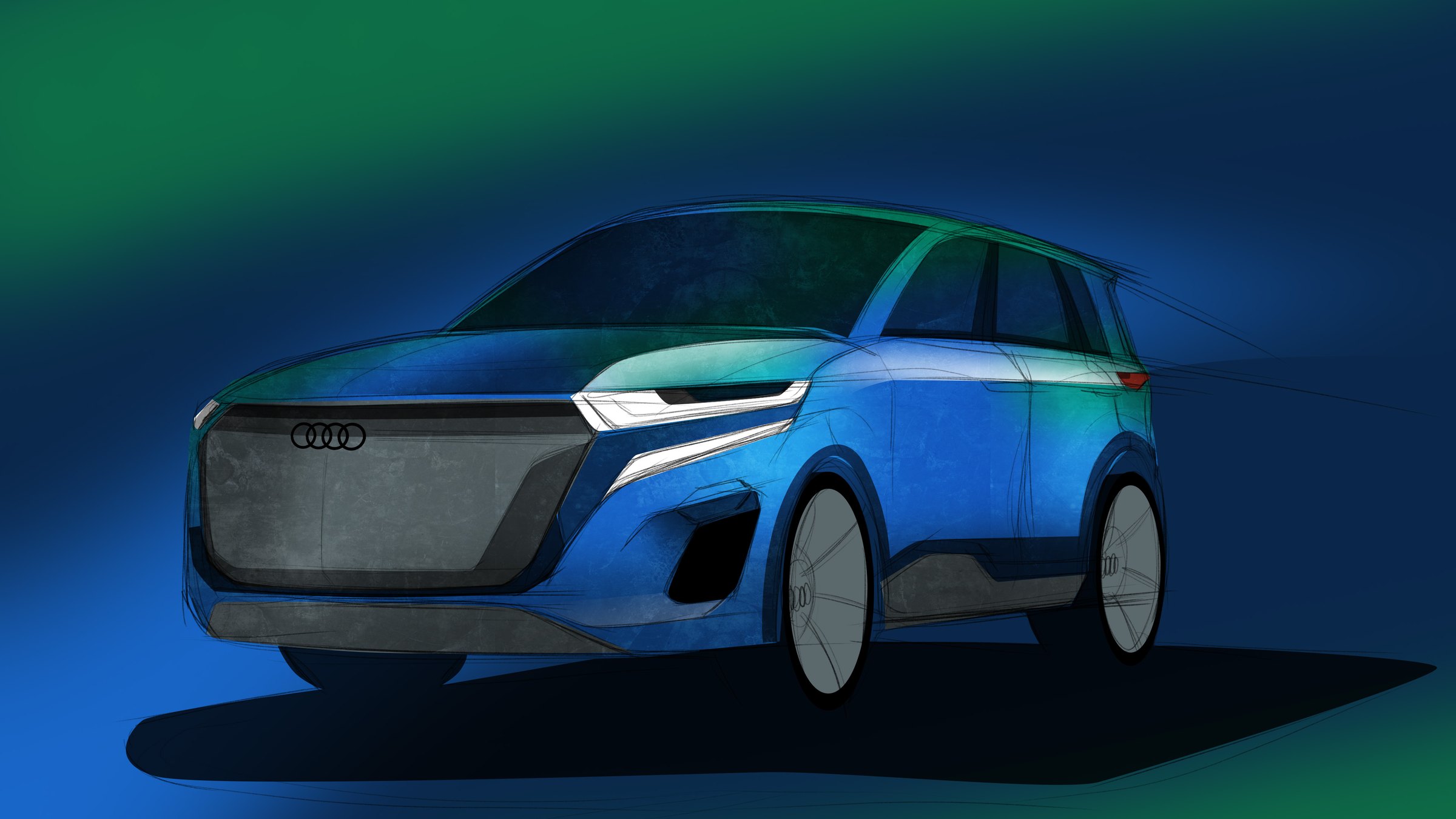 QS-Sphere front three-quarter concept sketch