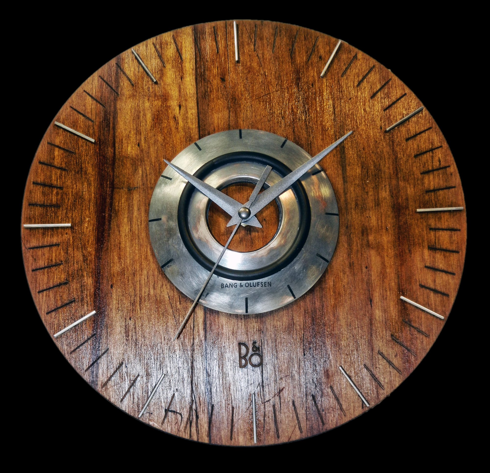 Built wall-clock prototype photographed on black