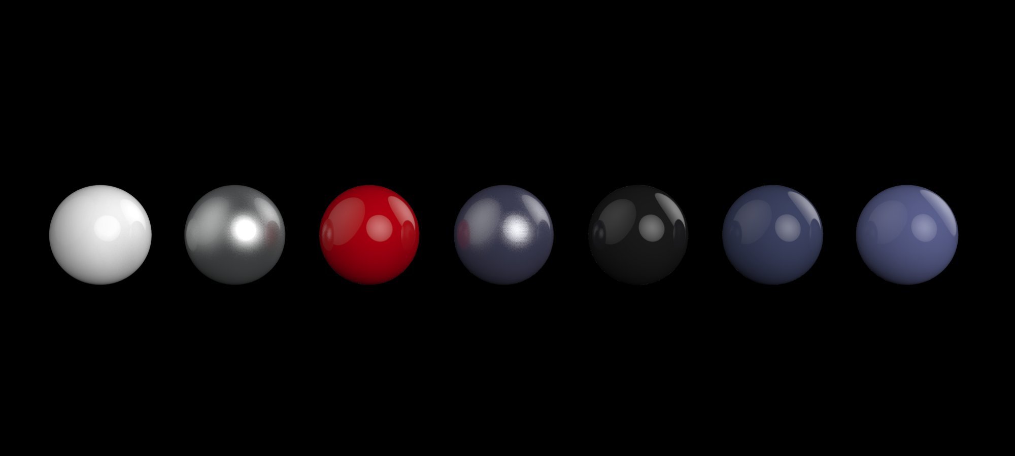 Row of material and finish spheres