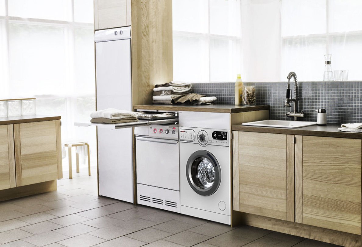 Machine in a timber kitchen-laundry