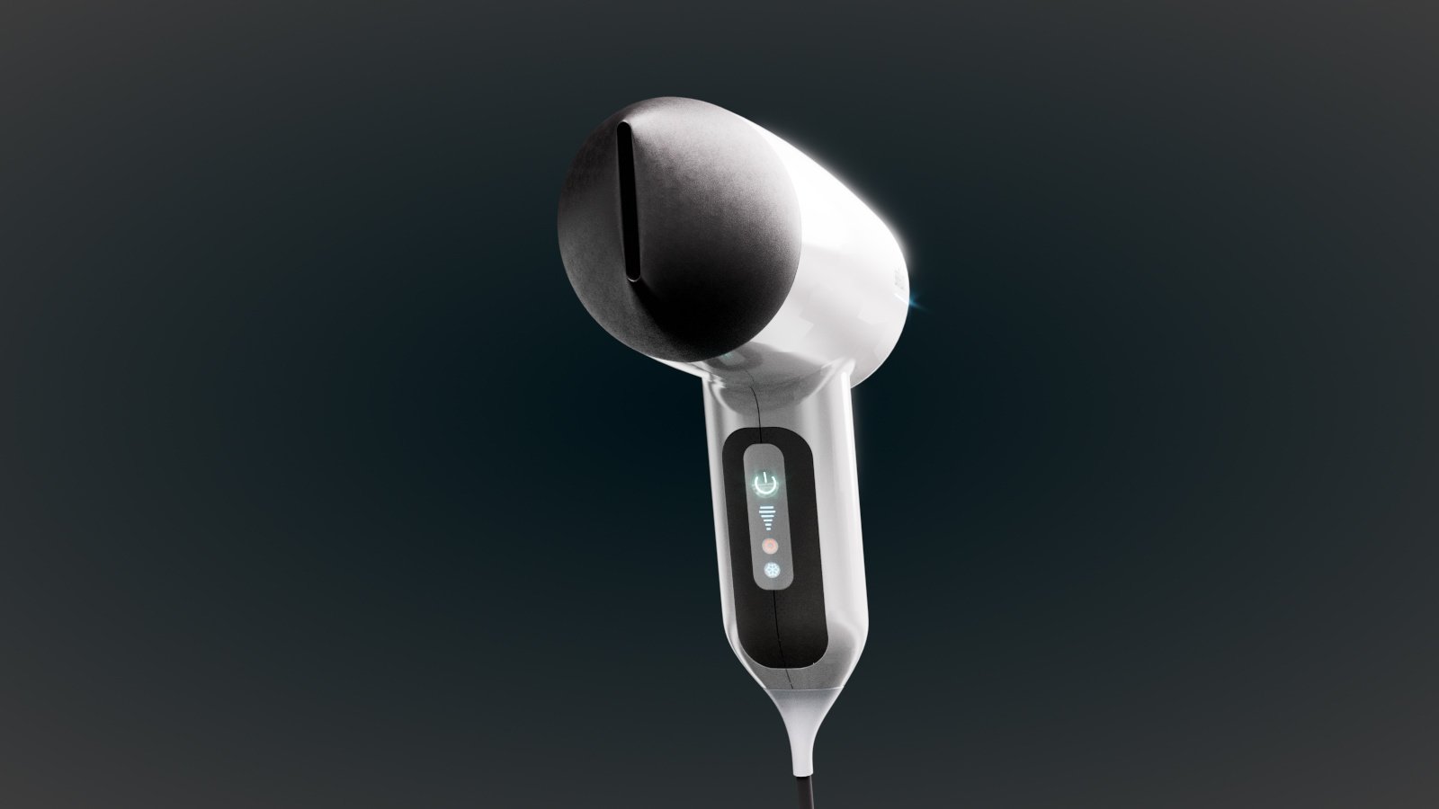 Braun Vortex control panel detail with touch icons glowing