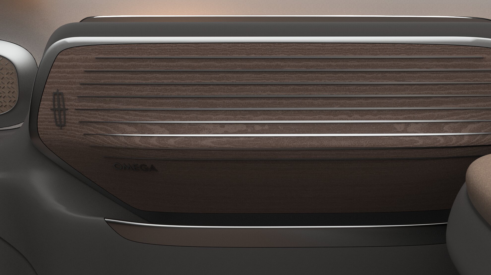 Busy Chill — OMEGA-badged open-pore wood dashboard panel
