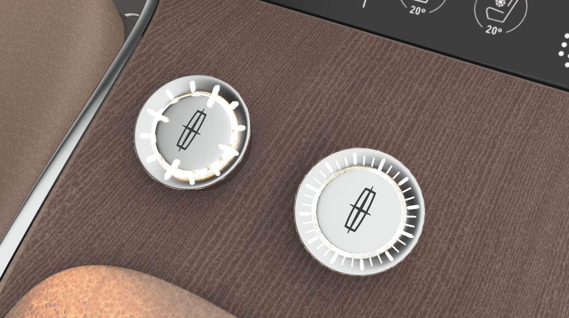 Busy Chill — illuminated Lincoln-marked rotary hand controls