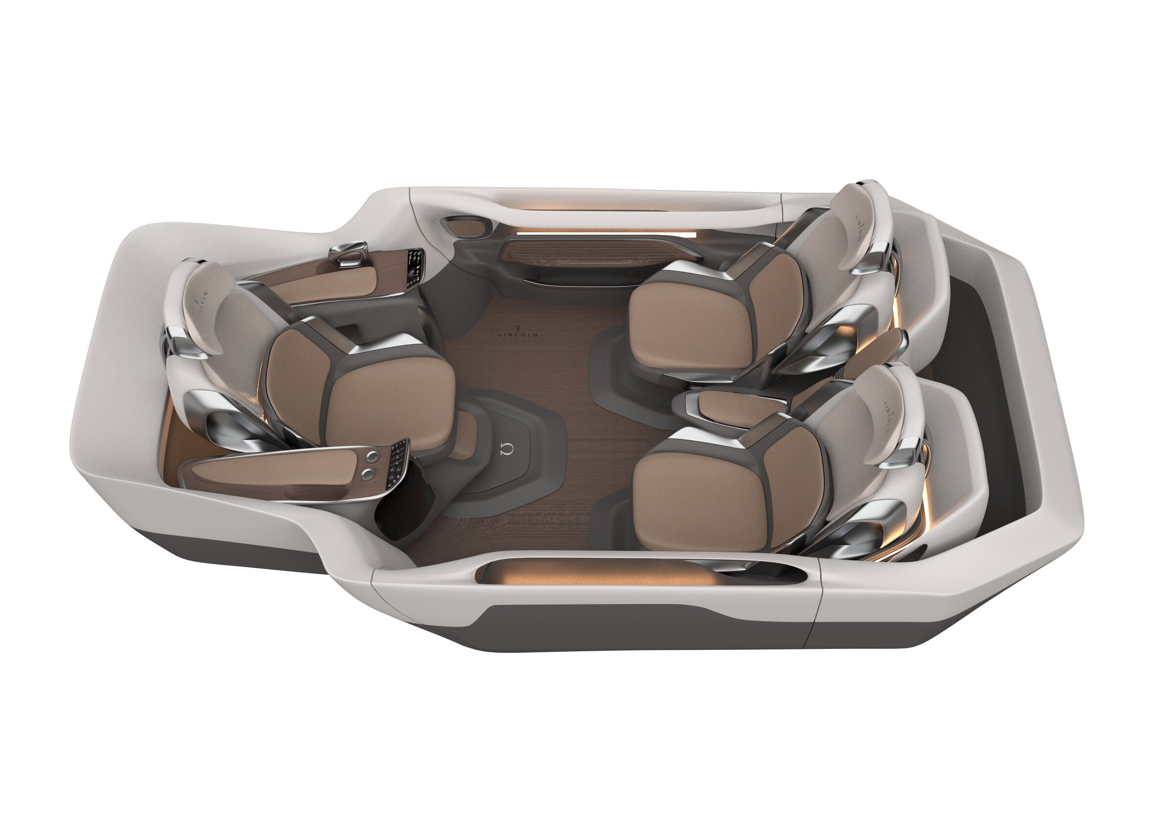 Busy Chill — top-down view of the four-seat cabin layout