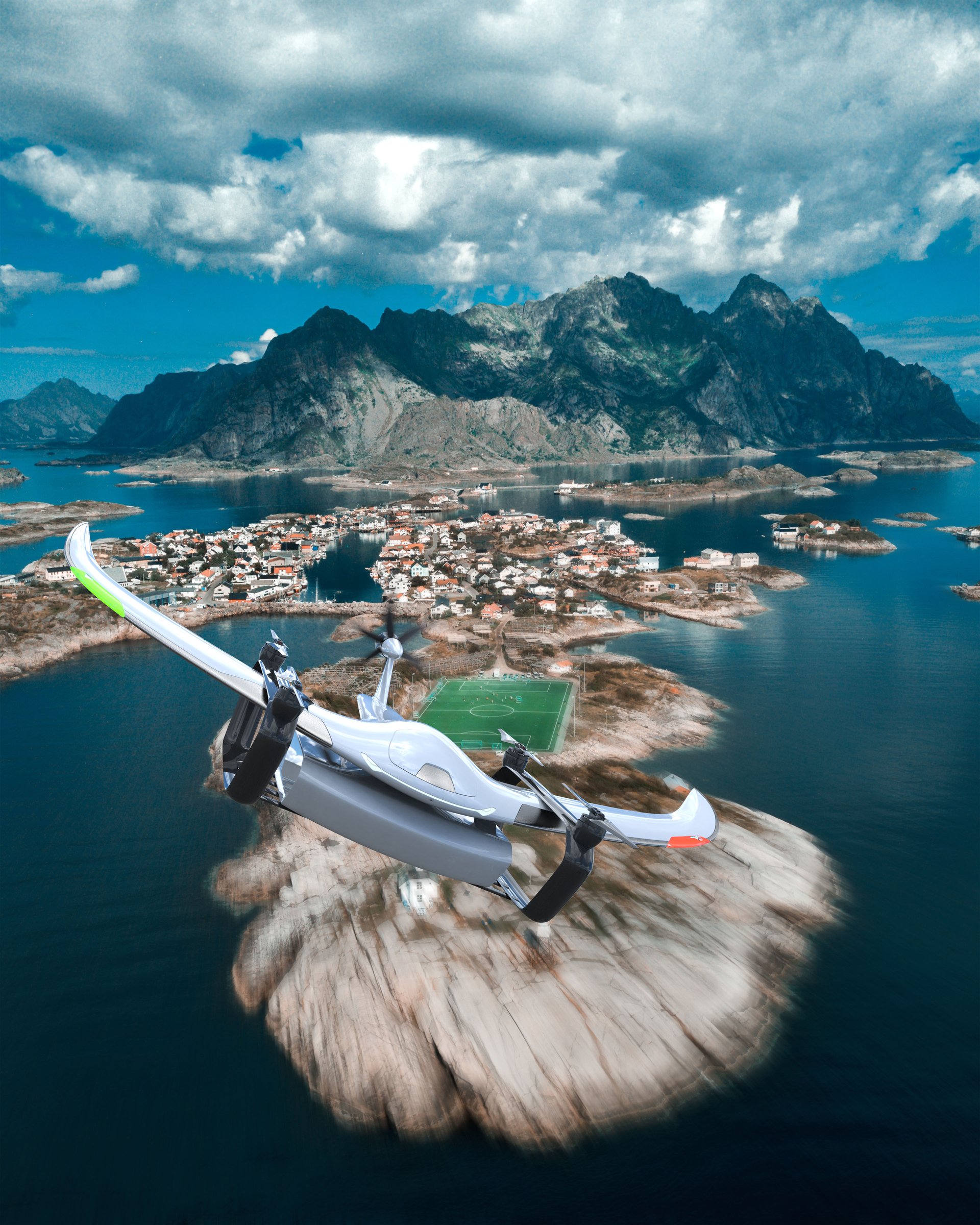 Condor drone cruising over northern islands