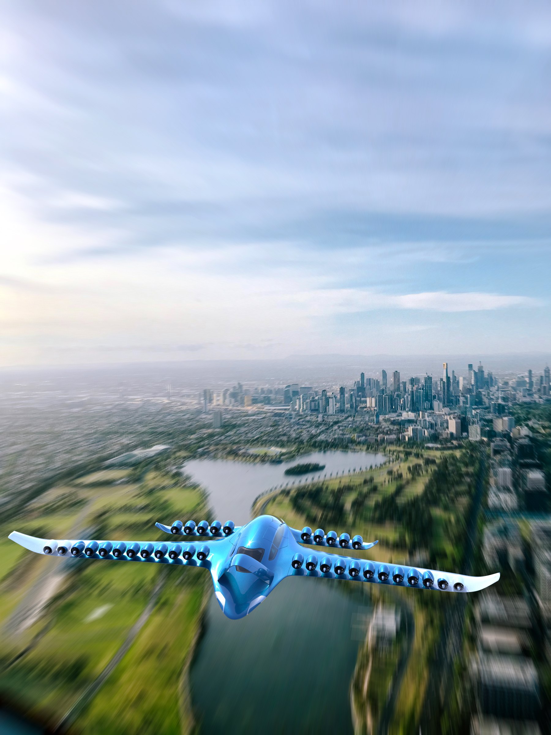 Eagle EVTOL seen from above in cruise position