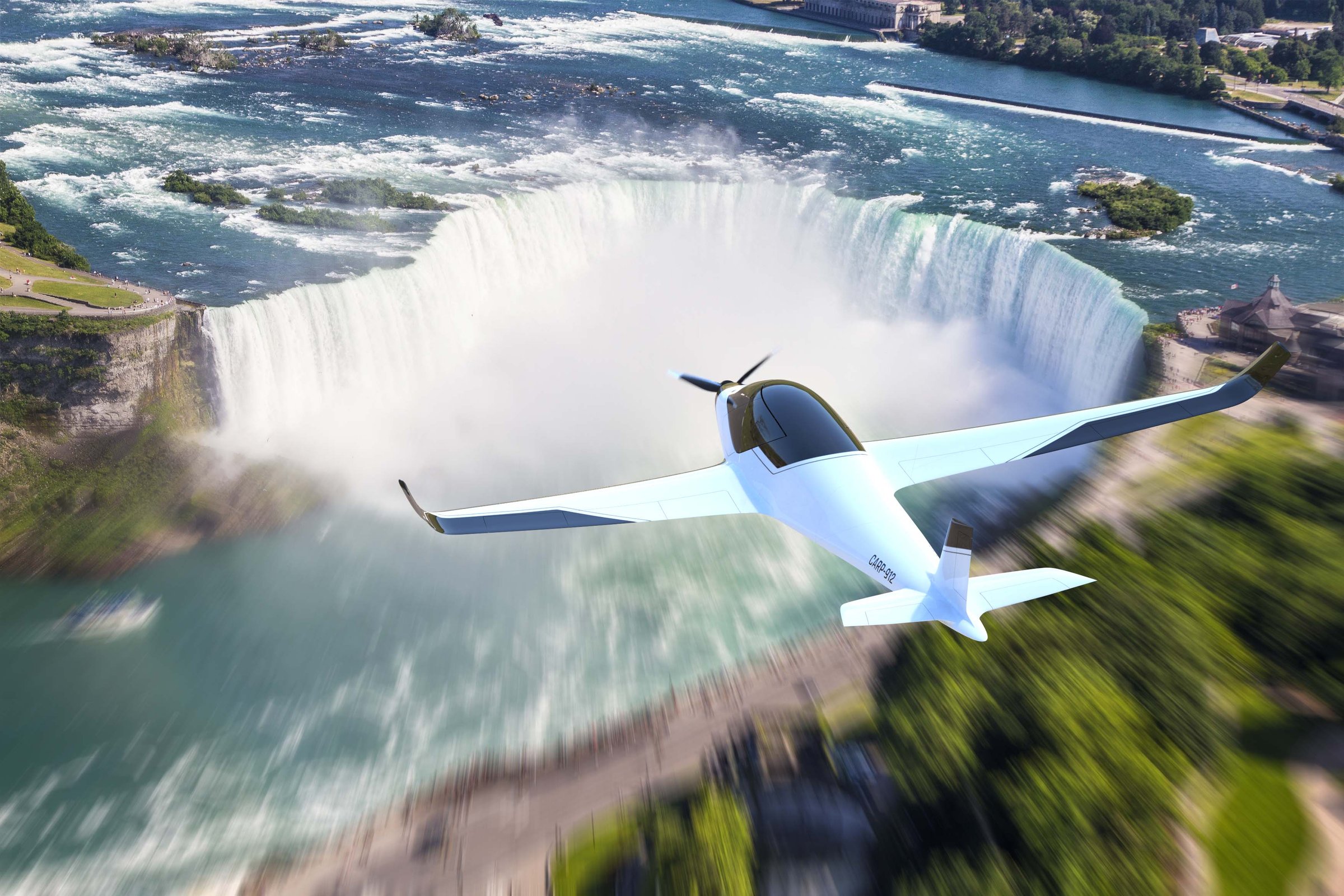 eAir flying past Niagara Falls