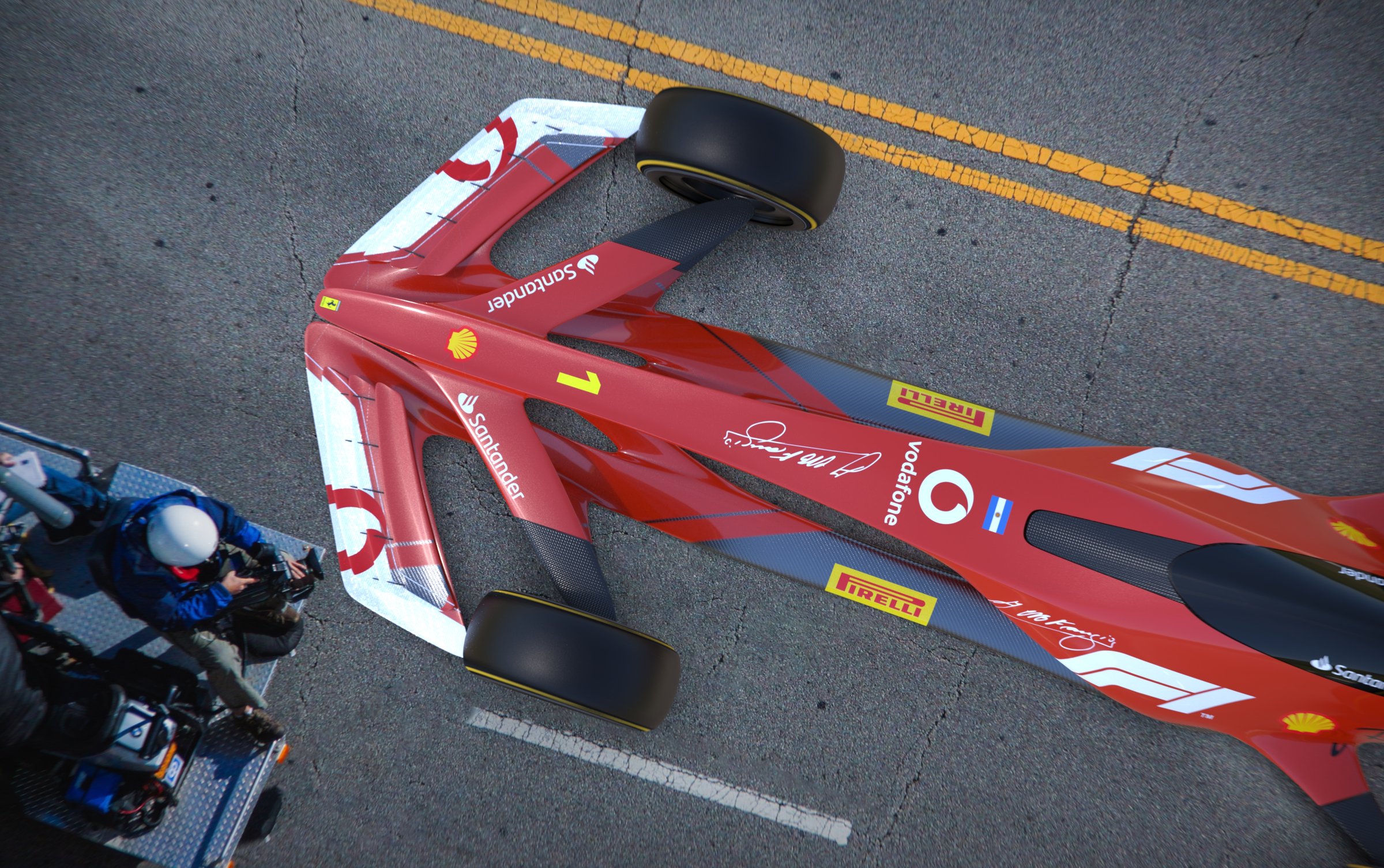 F1 Fangio concept photographed from above on the grid