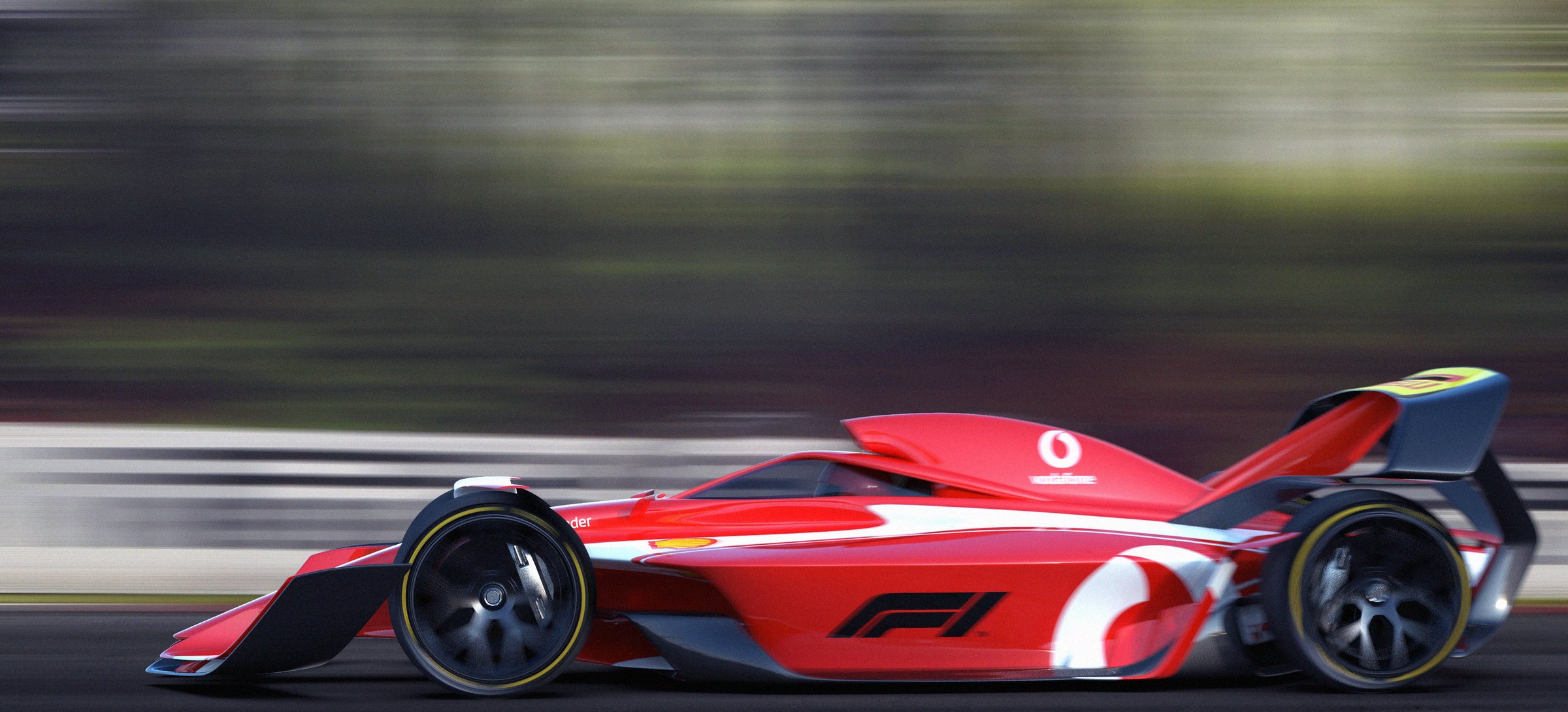 F1 concept side view at full speed