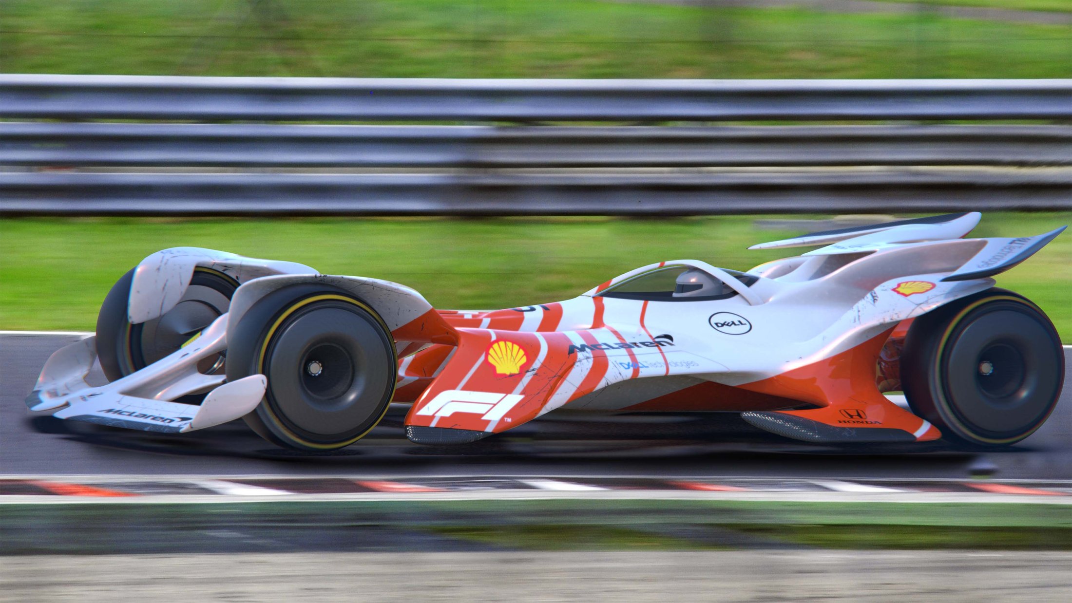 F1 McLaren concept panning shot at speed