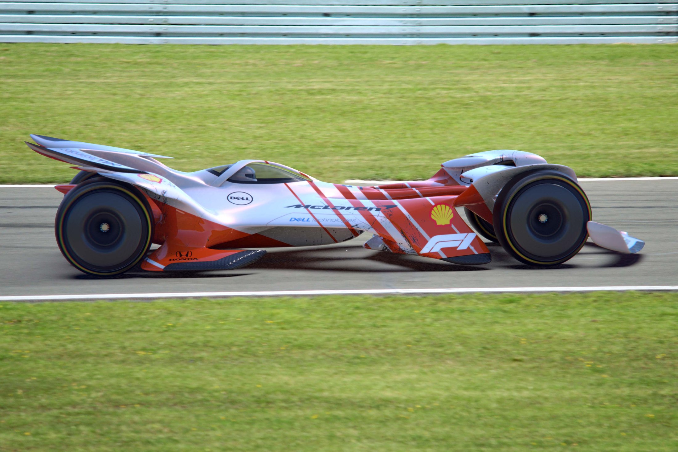 F1 McLaren concept side profile on track