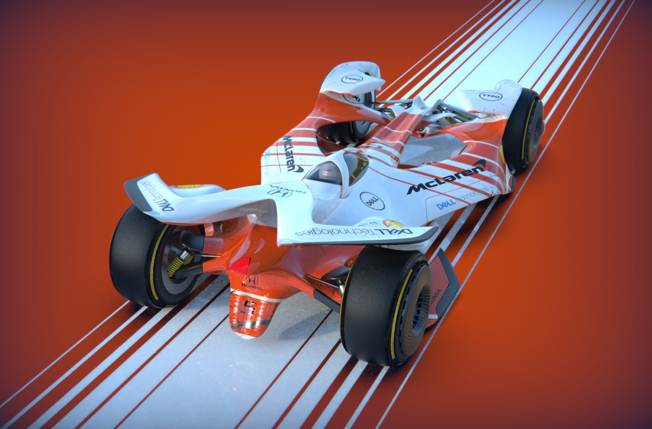 Two F1 McLaren concept cars in studio