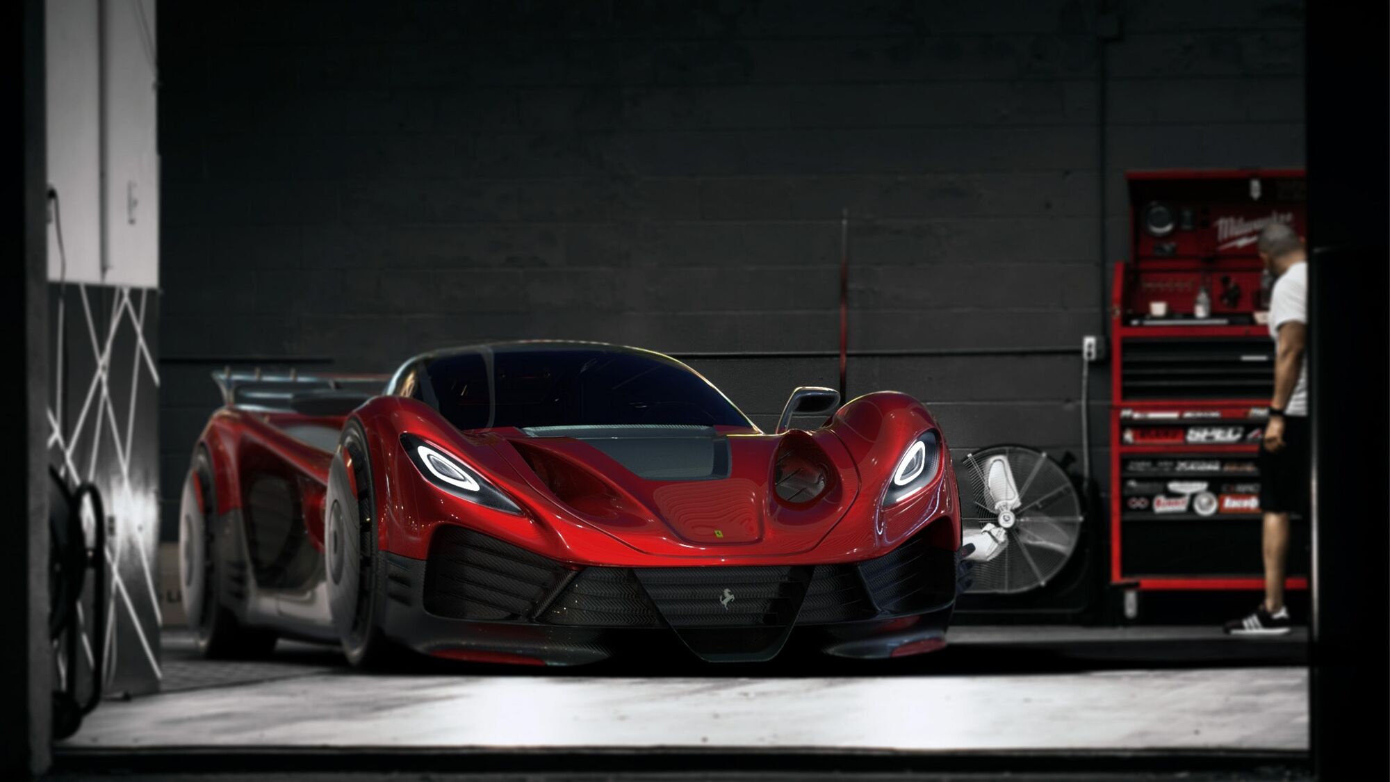Ferrari NEO front-on garage render