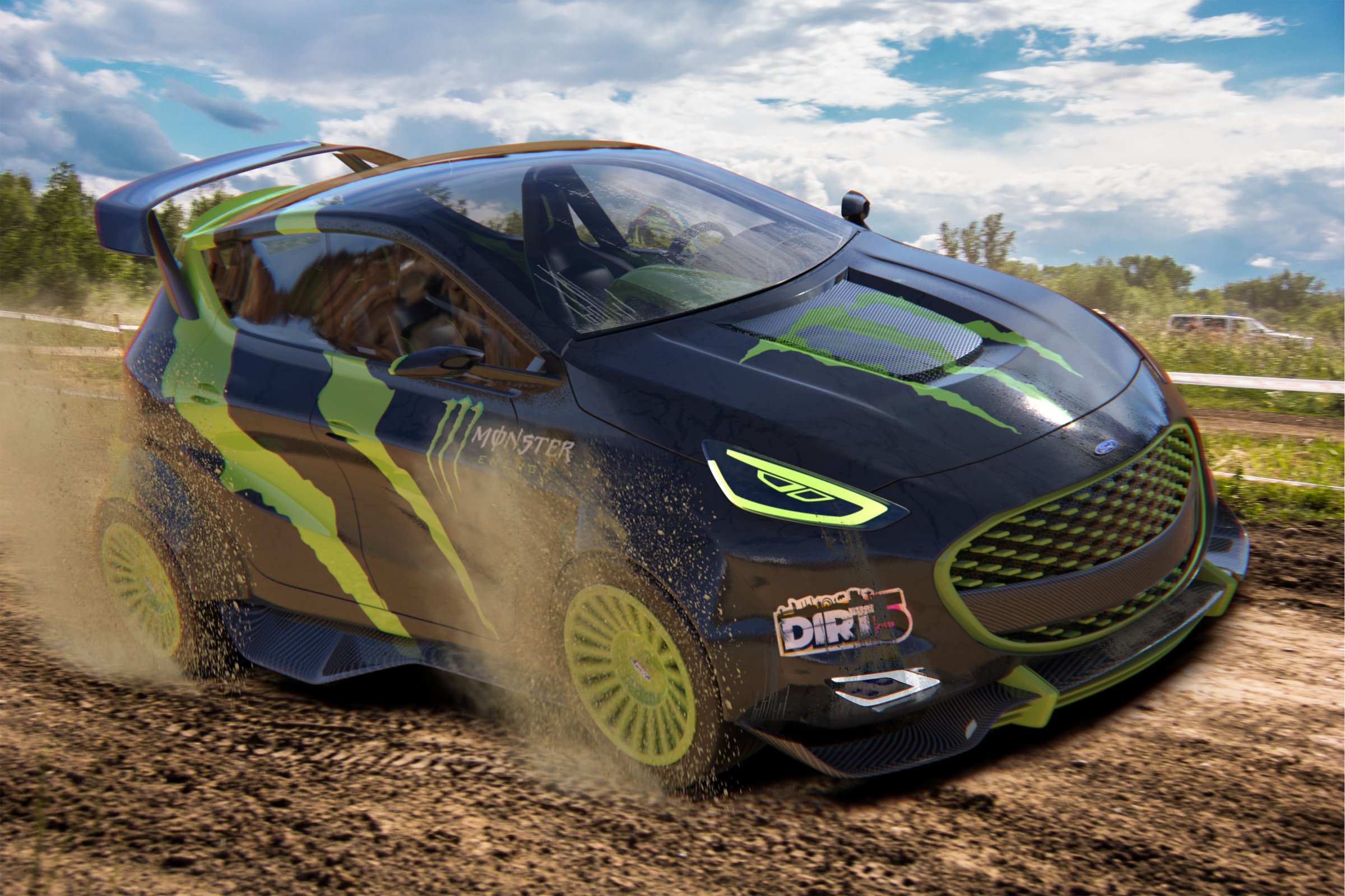 Ford Fiesta concept on a dirt corner, front three-quarter