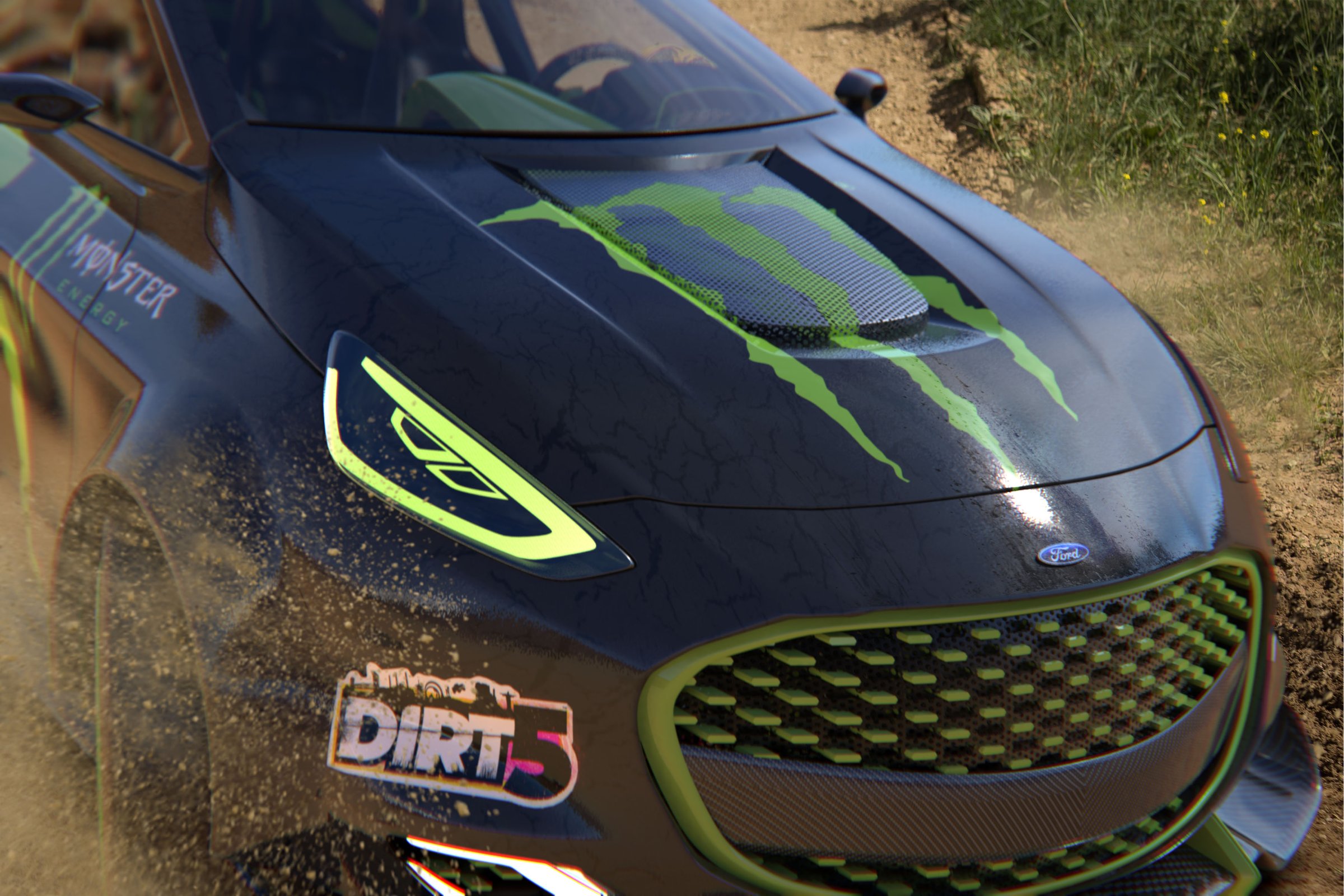 Ford Fiesta concept hood and grille detail with Monster Energy graphics