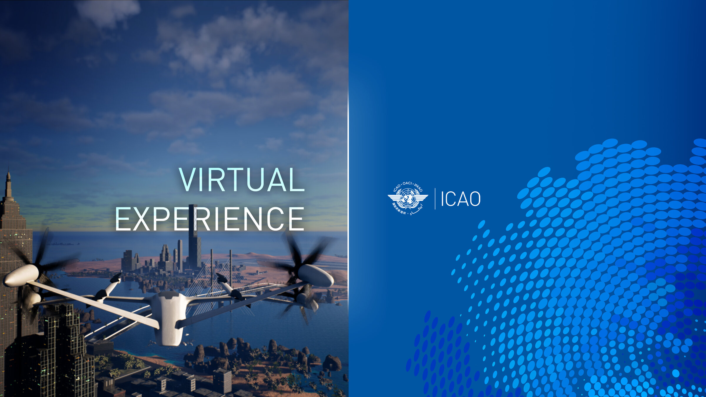 ICAO Virtual Experience cover with tilt-rotor eVTOL