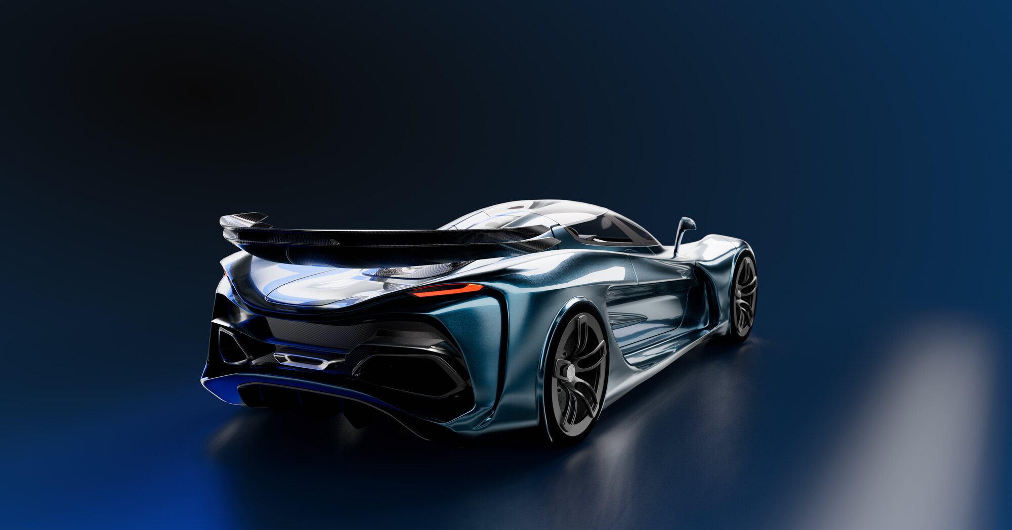 Koenigsegg concept, three-quarter rear studio render