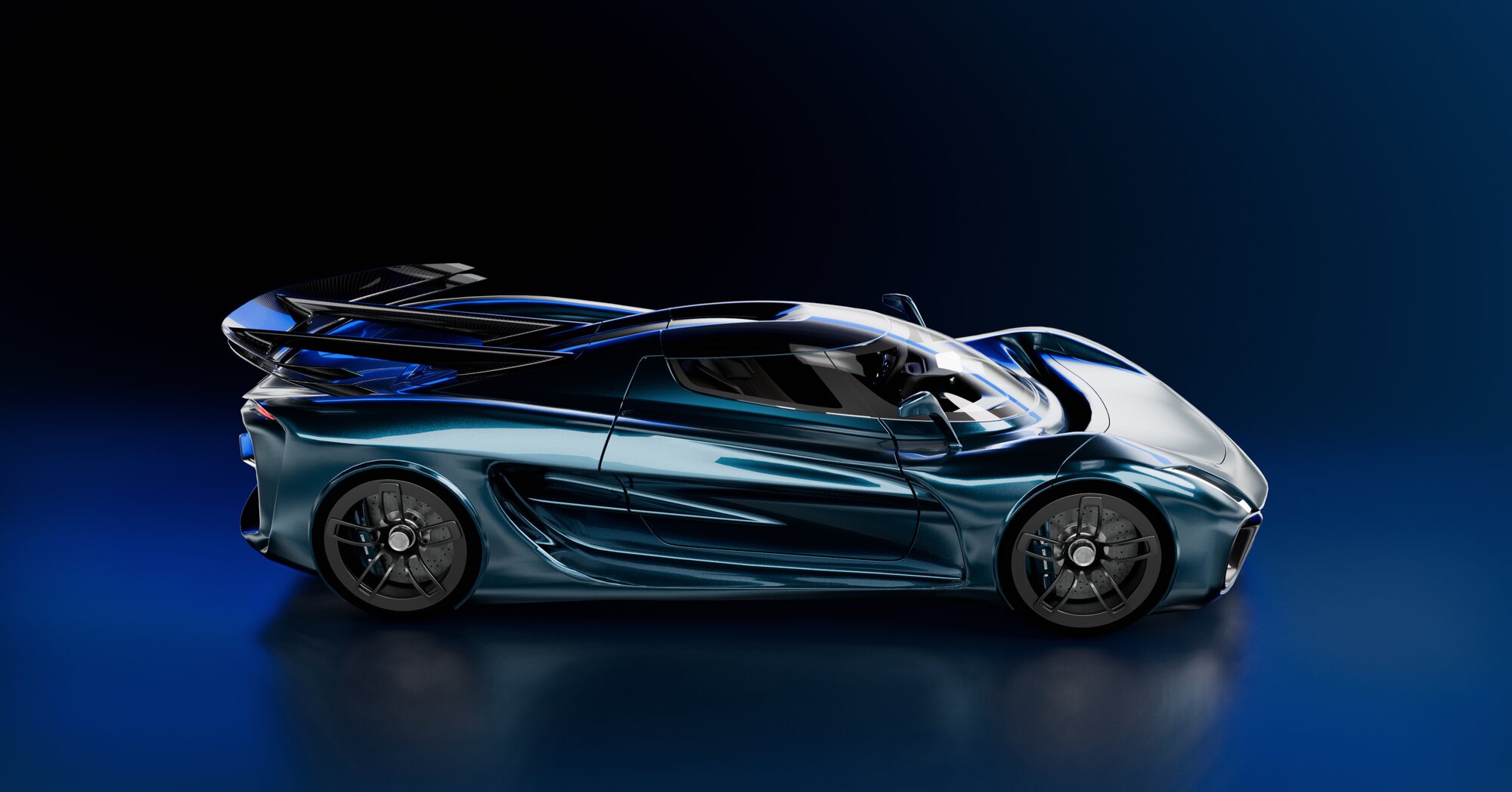 Koenigsegg concept, elevated side studio render