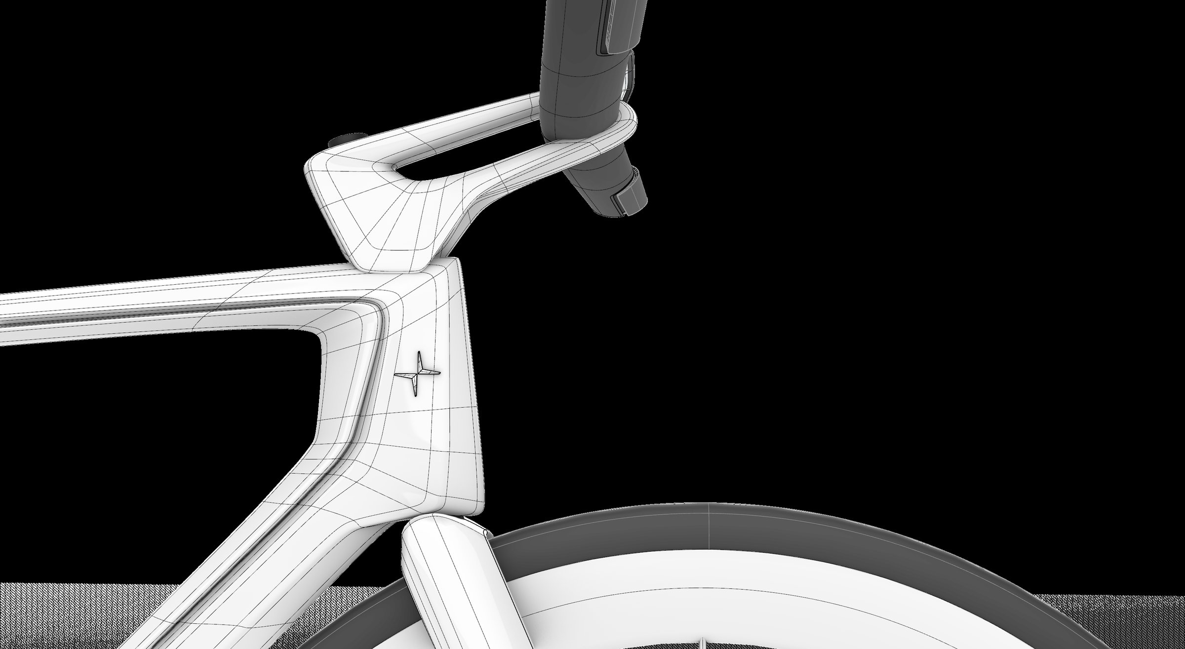 Rhino viewport of the bike head tube and handlebar detail