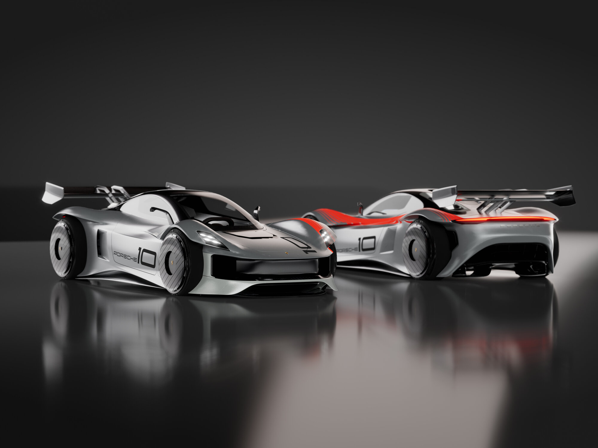 Porsche 10 — both variants, rear three-quarter