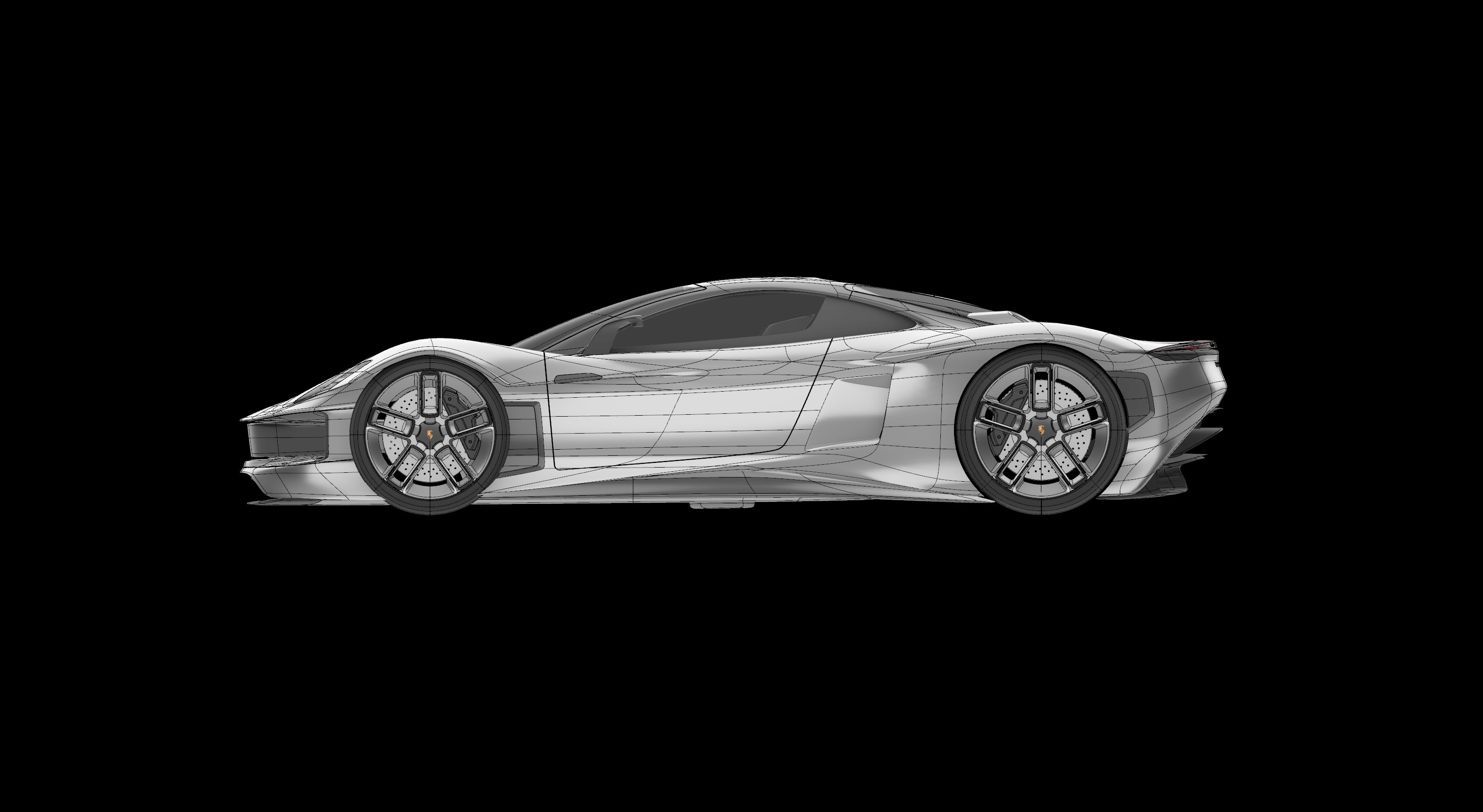 Porsche Concept — side profile wireframe