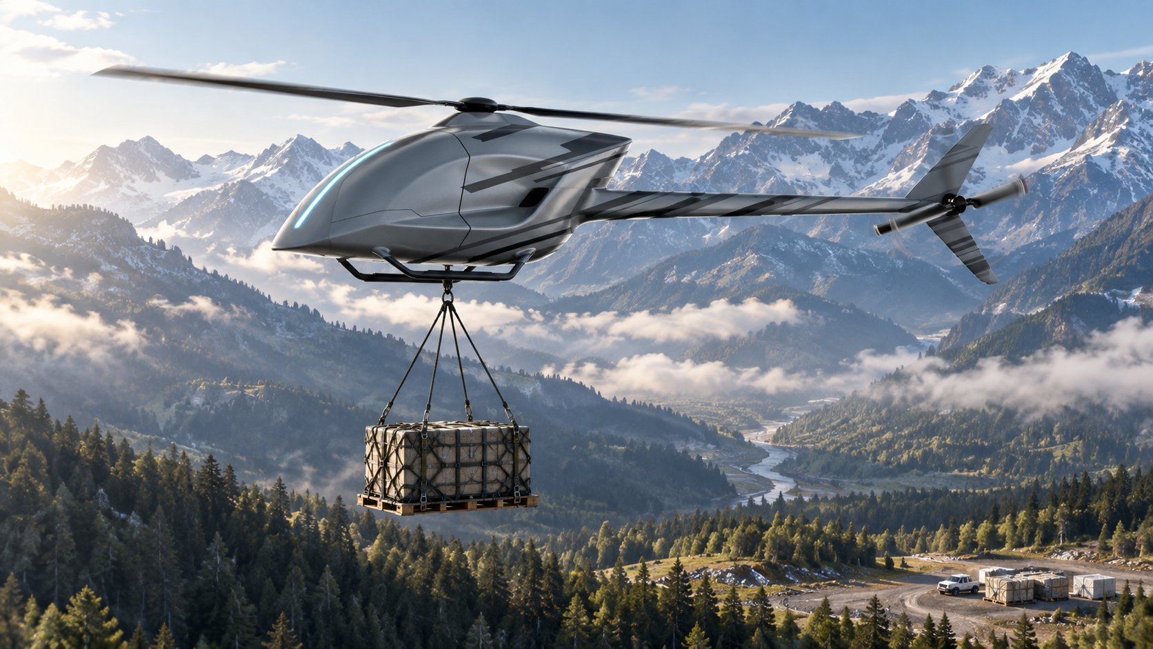 RPAS carrying a sling load over mountains