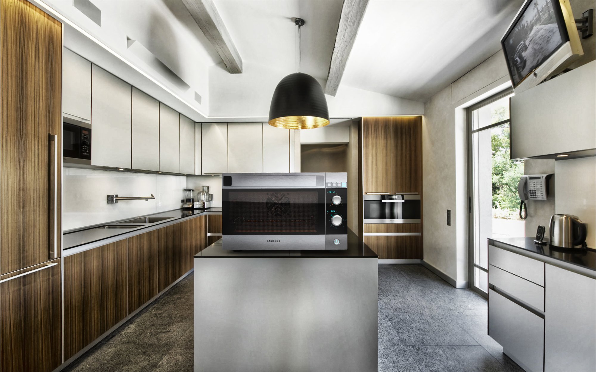Oven on a kitchen counter