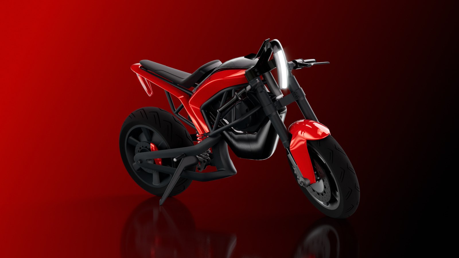 Tesla electric motorcycle concept, high three-quarter view