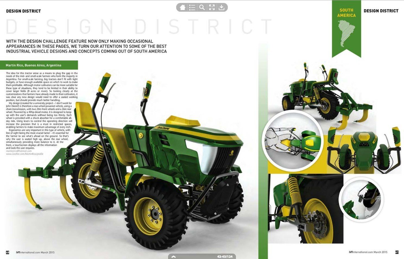 IVT International magazine spread featuring the tractor concept, March 2015