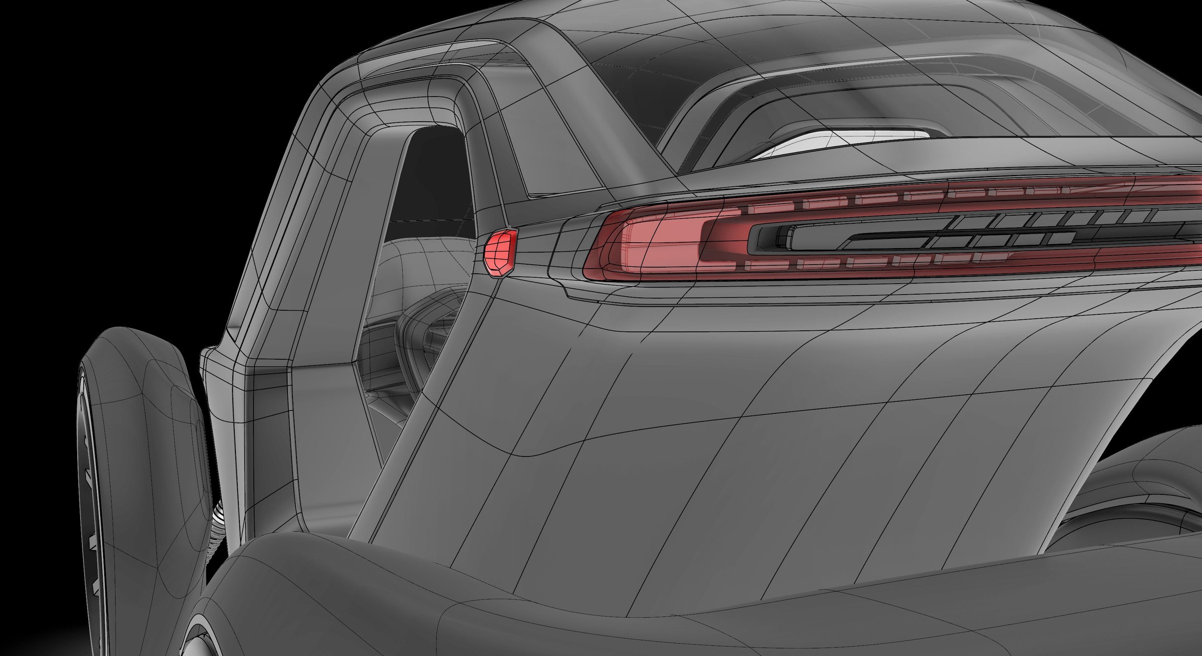 Unicar concept rear detail wireframe, taillight