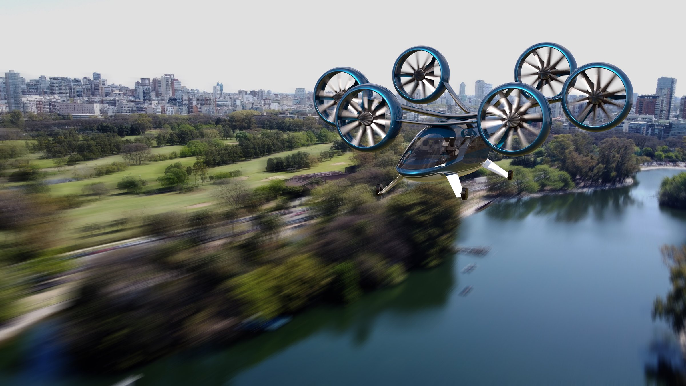 Urbaneer over a harbour city