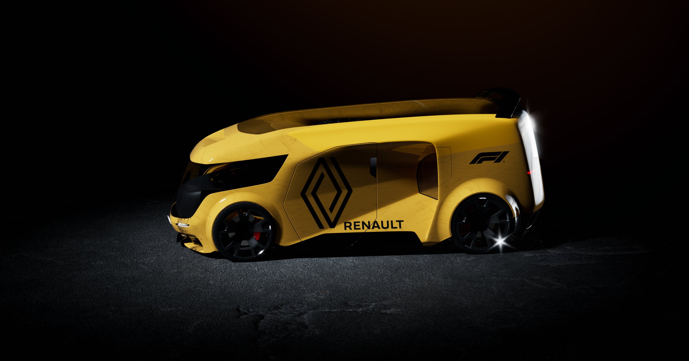 Van concept side profile with Renault livery, spotlit