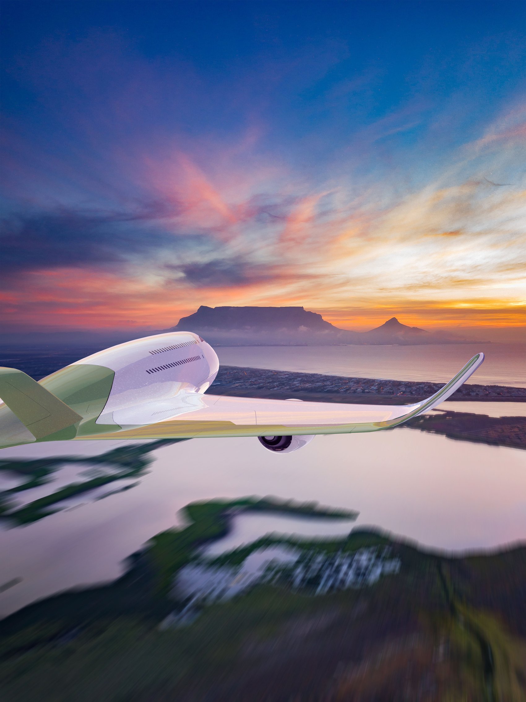 Vliner airliner concept above a cloud deck