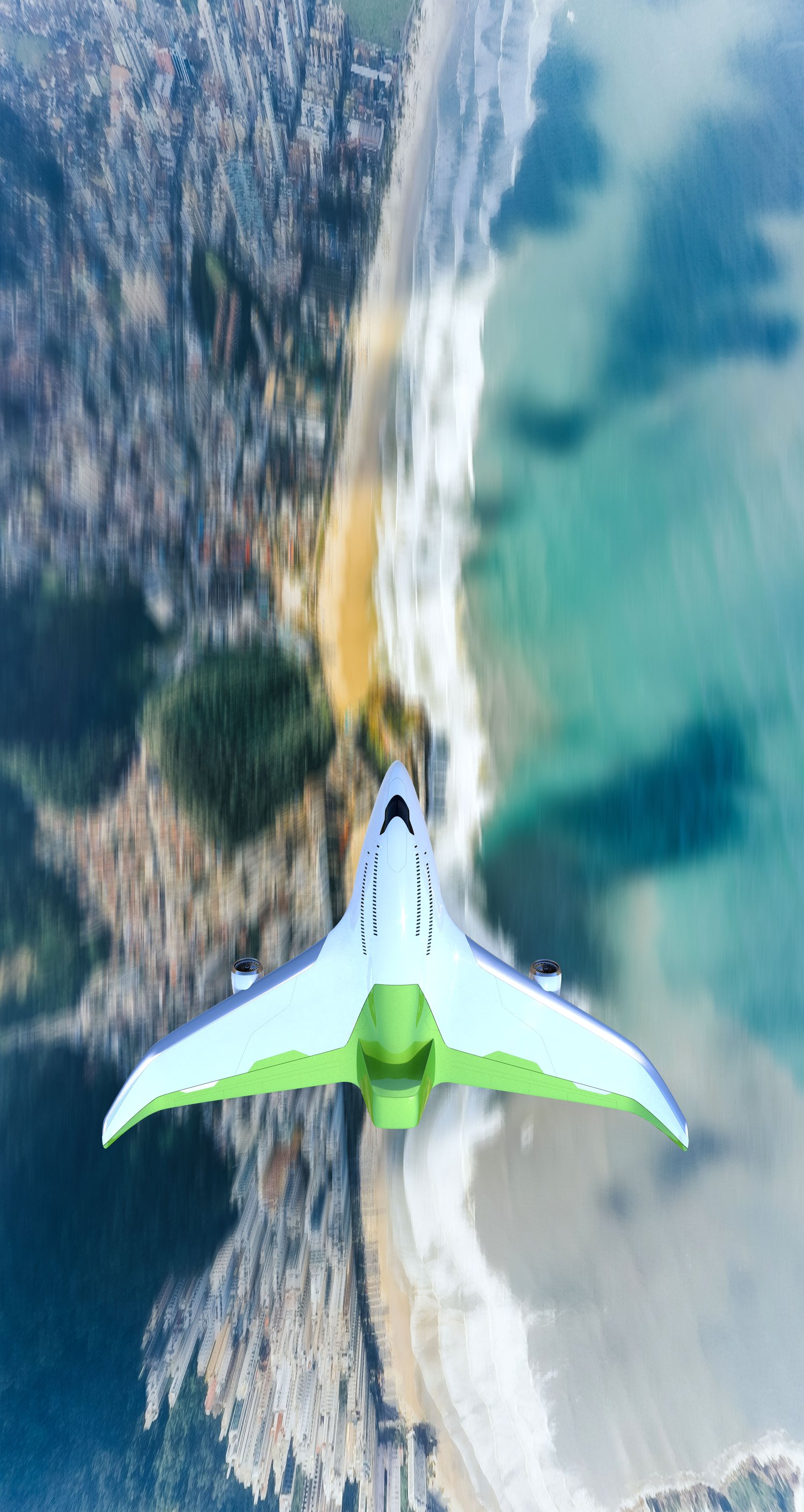 Vliner airliner concept over Cape Town at dusk