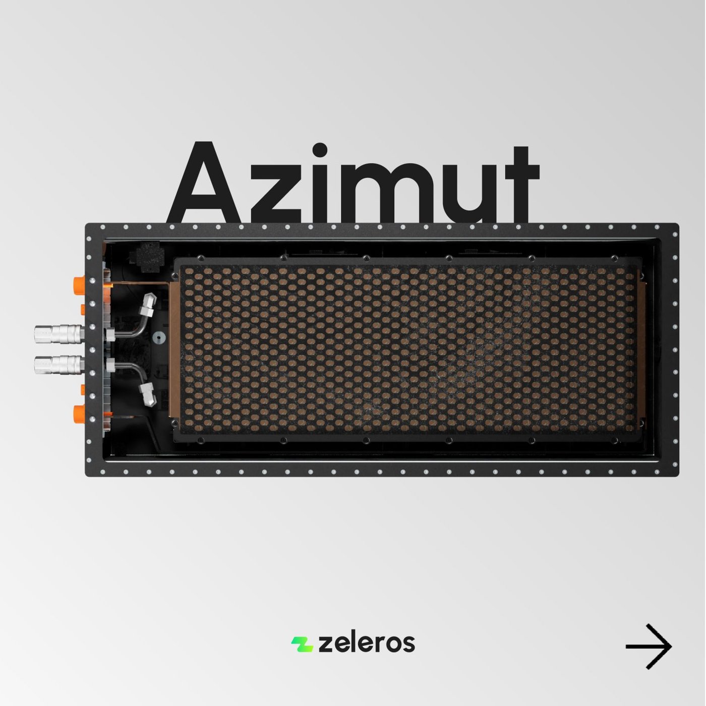 Zeleros Azimut battery pack showing cylindrical cell array and cooling plate