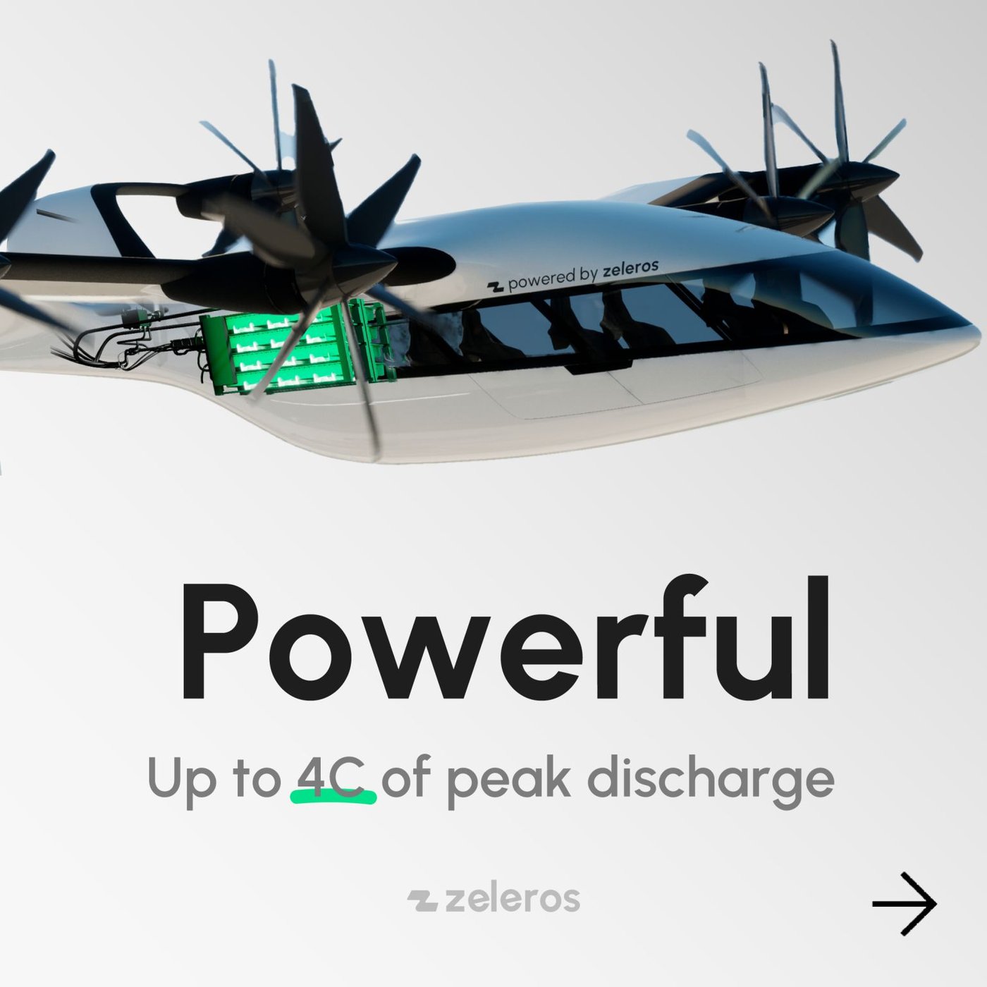 Zeleros pack integrated into an eVTOL airframe render