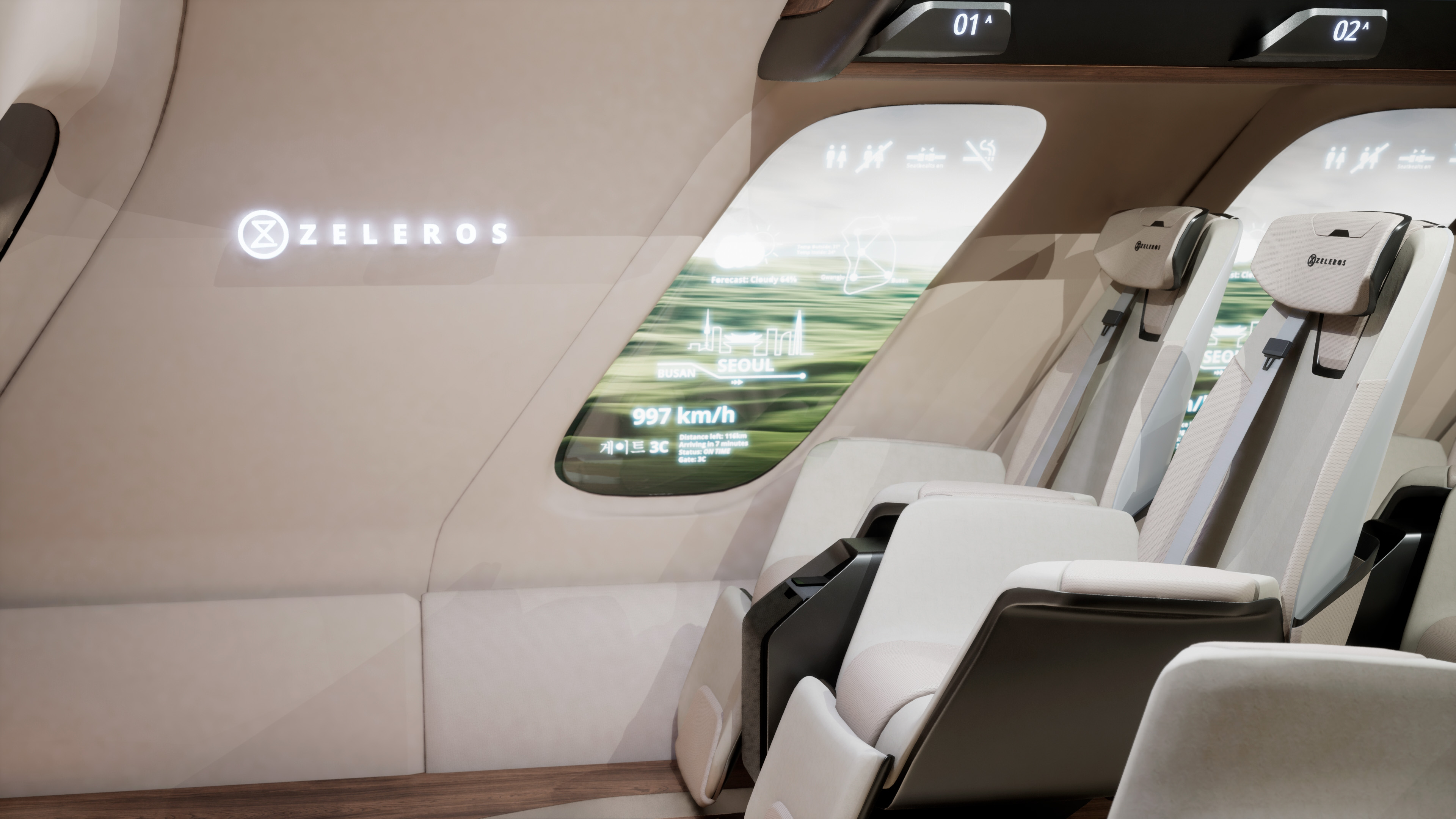 Zeleros pod panoramic interior view