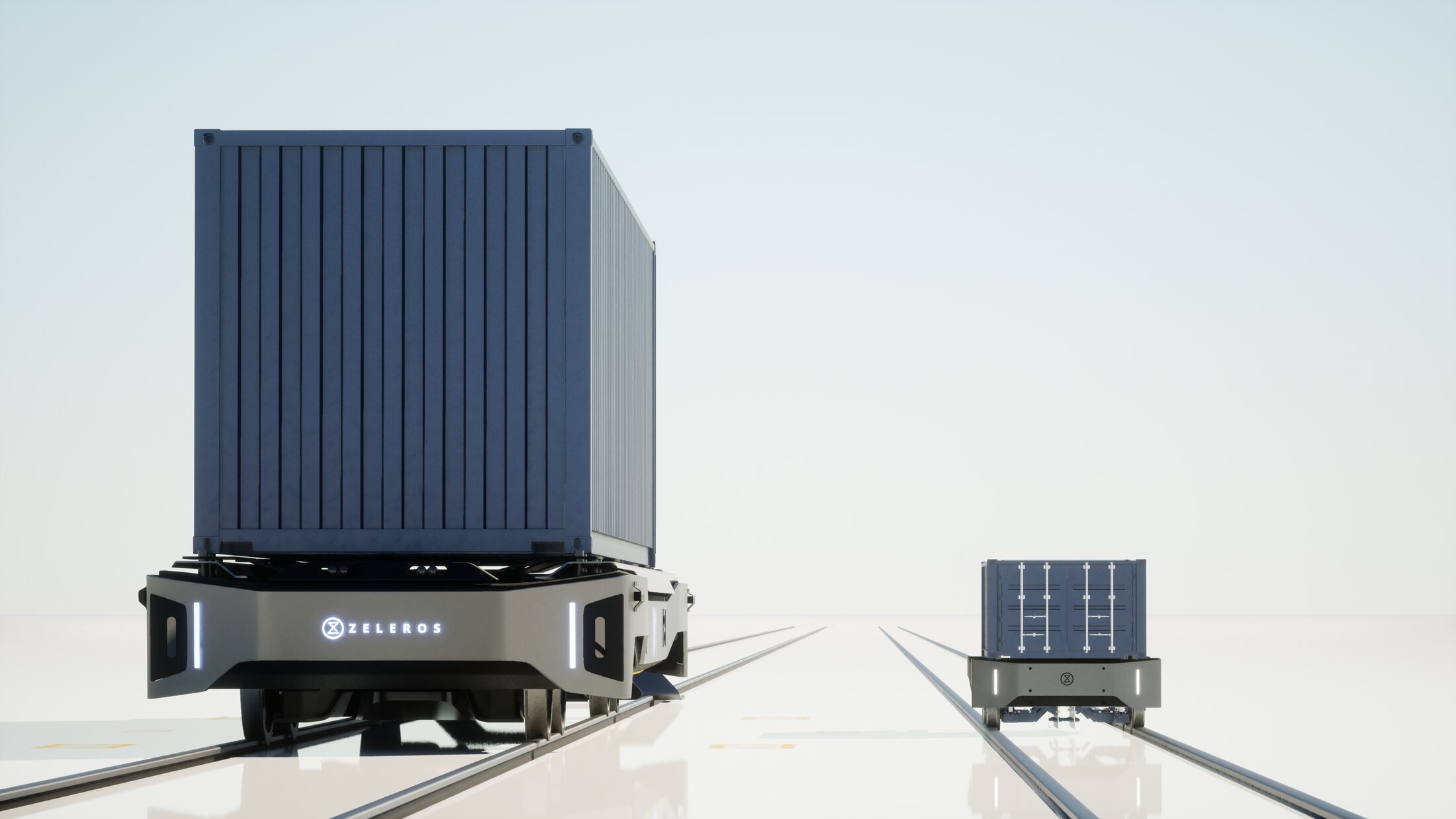 Zeleros SELF unit with operator alongside in a container yard