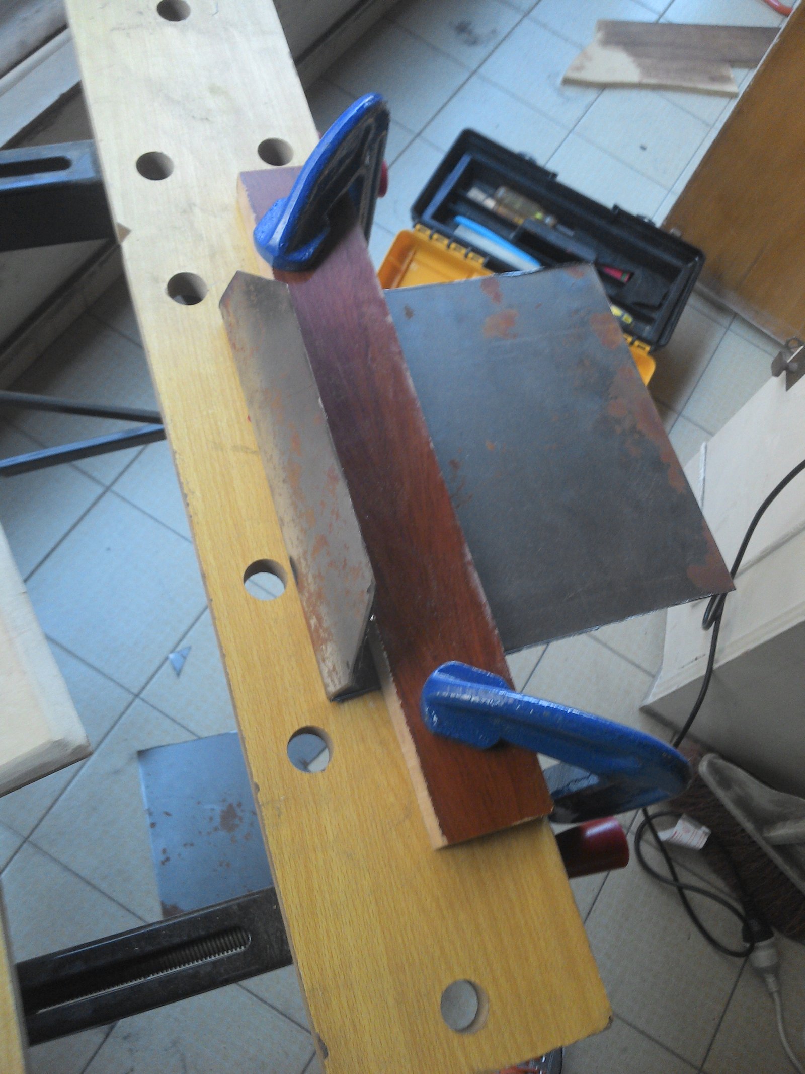 Bending sheet steel on the bench